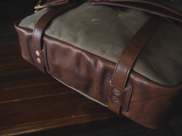 Lux Briefcase in Ranger Tan Waxed Canvas/Dark Snuff Regency Calf