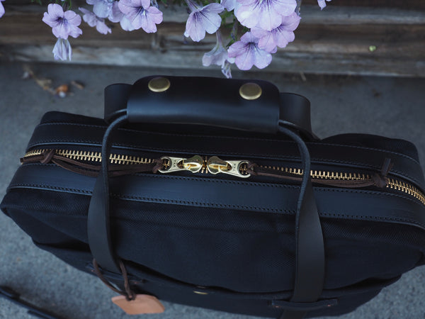 Standard Briefcase in Dry Wax Black Twill/Black Auburn Horween
