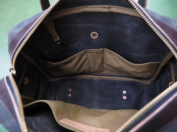 Briefcase in Heavy Olive Waxed Canvas/Urban Brown Phoenix