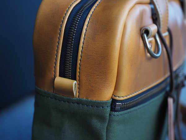 Executive Small Briefcase in Olive Selvedge/Harvest Horween Chromexcel