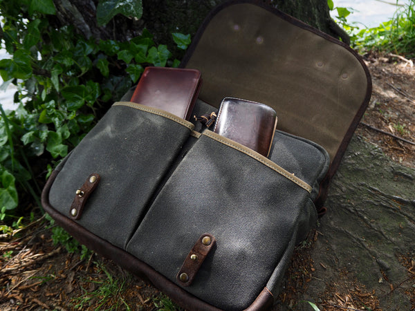 Field Bag in 37oz Heavy Olive Waxed Canvas/Snuff Mohawk Leather