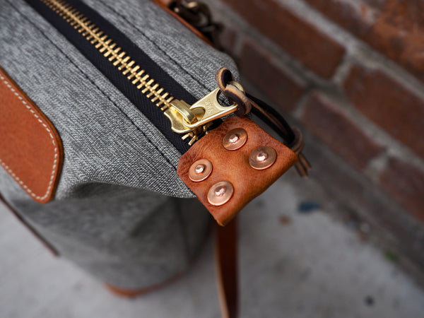 Day Bag in Olive Salt and Pepper/Bourbon German Tanned Leather