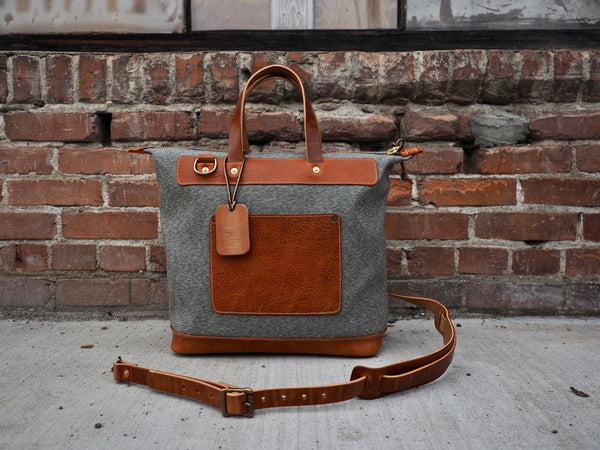 Day Bag in Olive Salt and Pepper/Bourbon German Tanned Leather