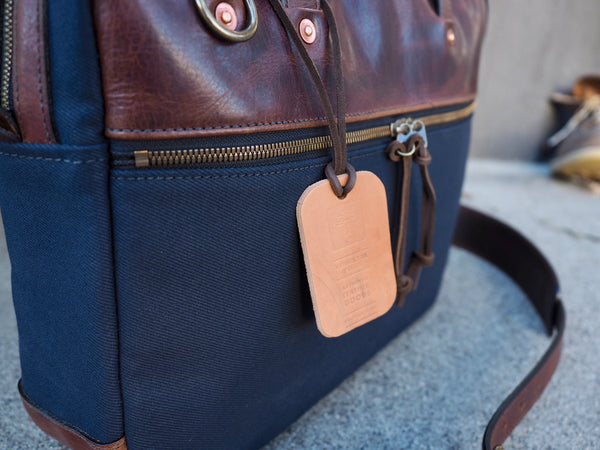Executive Small Briefcase in Dark Navy Twill/ Dark Snuff Regency Calf
