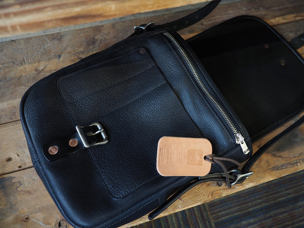 Standard Everyday Carry Satchel in Black Milled German Leather