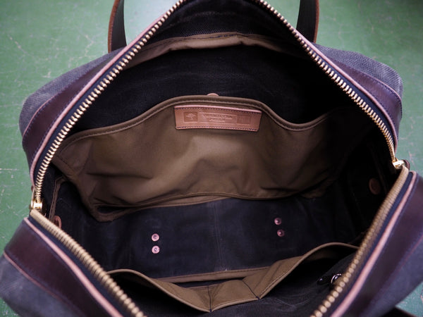 Briefcase in Heavy Olive Waxed Canvas/Urban Brown Phoenix