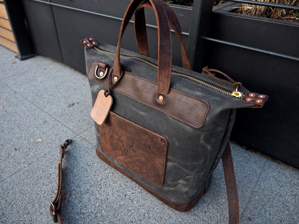 Day Bag in 37oz Heavy Olive Canvas/Snuff Mohawk